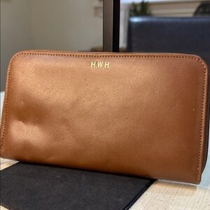 Brown Leather monogram, Wallet-,HWH